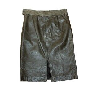 Vintage DKNY Leather Pencil Skirt Brown Size 4 Straight Donna Karan NY‎ Y2K